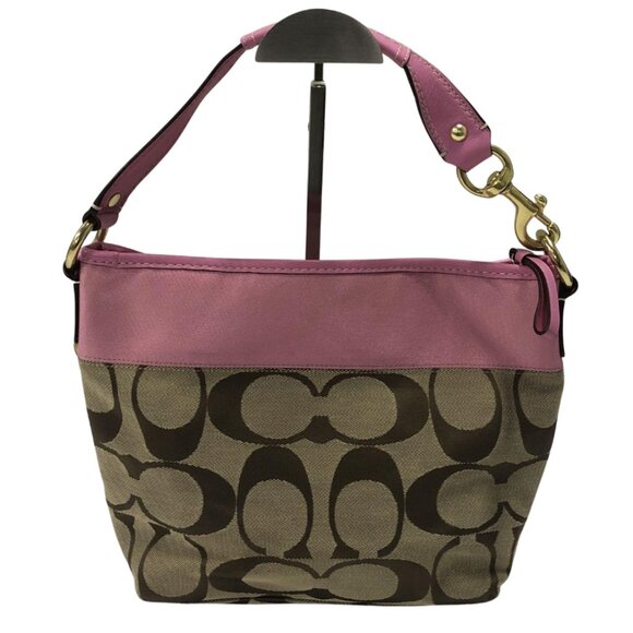 11957 Coach brown and pink signature canvas bag - Picture 2 of 4